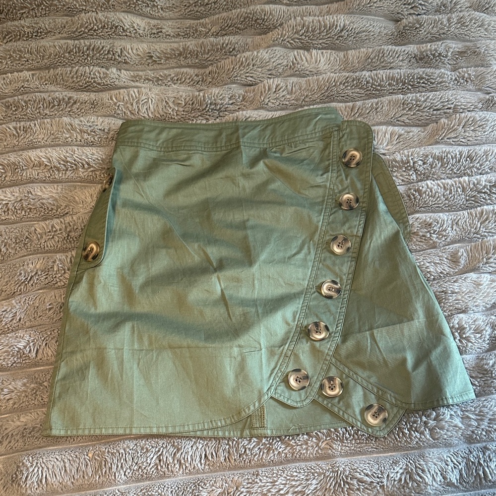 Walter Baker Sage Green Button-Accent Mini Skirt